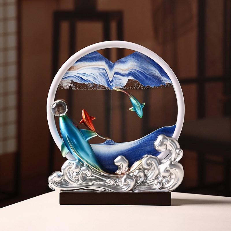 年年有余锦鲤流沙画摆件桌面家居客厅电视柜酒柜沙漏装饰乔迁礼物