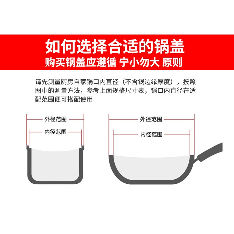 锅盖防爆玻璃可视盖不锈钢锅盖家用组合通用铁锅盖炒锅火锅盆盖子