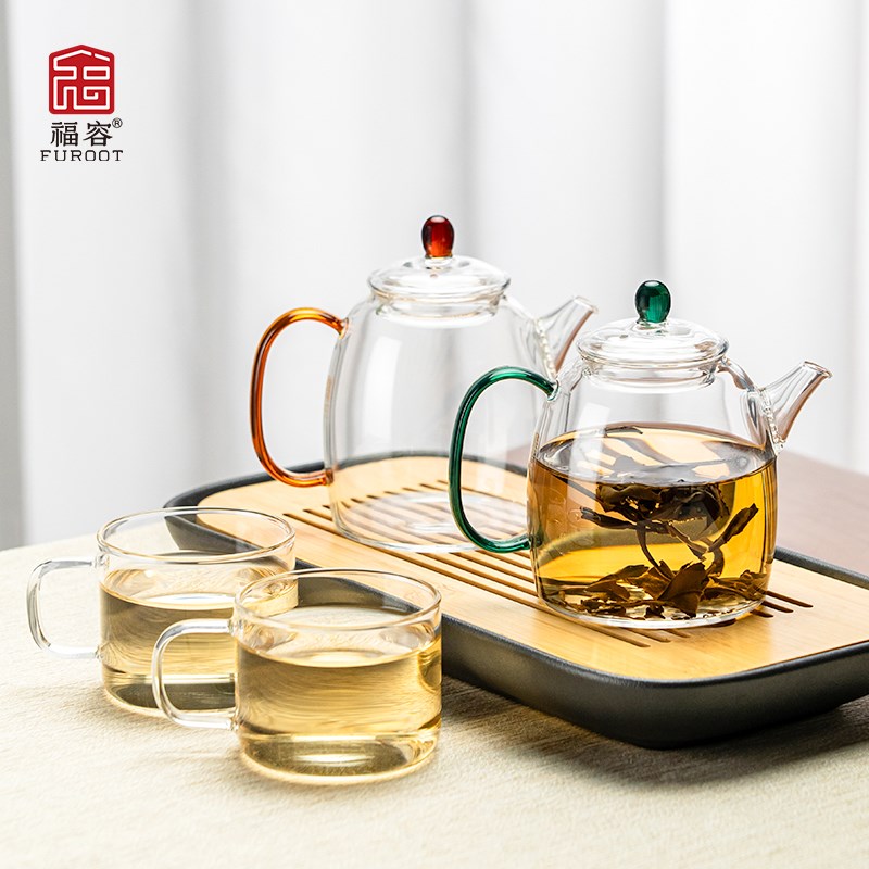 福容玻璃茶壶泡茶家用高硼硅耐高温大容量绿茶壶茶水分离过滤单壶