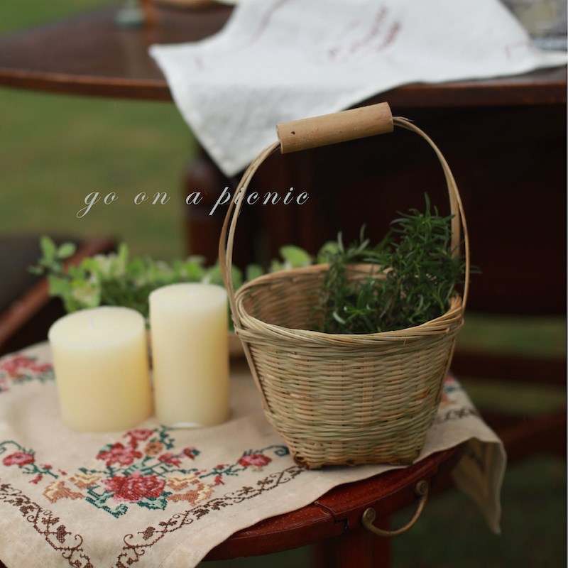 赴一场野餐纯手工编制小竹篮乡村田园风摘咖啡甜品烘焙店拍摄道具