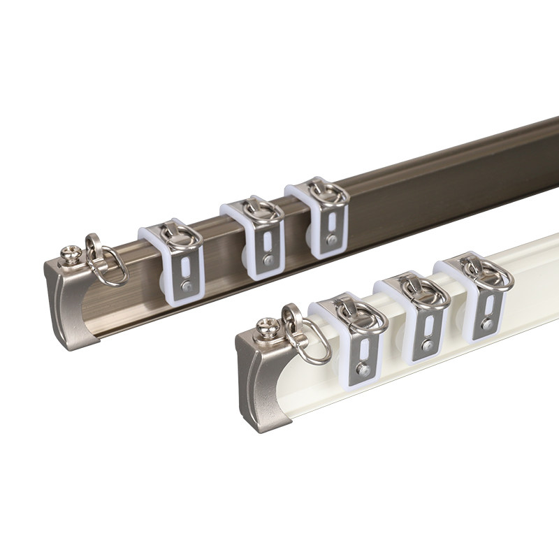 铝合金窗帘直轨道静音滑轨双轨单轨道滑轨罗马杆窗帘杆顶装侧装