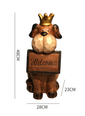 花园装饰复古可爱欢迎牌狗动物摆件幼儿园草坪户外景观造景雕塑