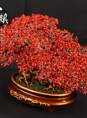 水晶红色发财树招财摇钱树客厅电视柜公司店铺开业结婚乔迁送礼