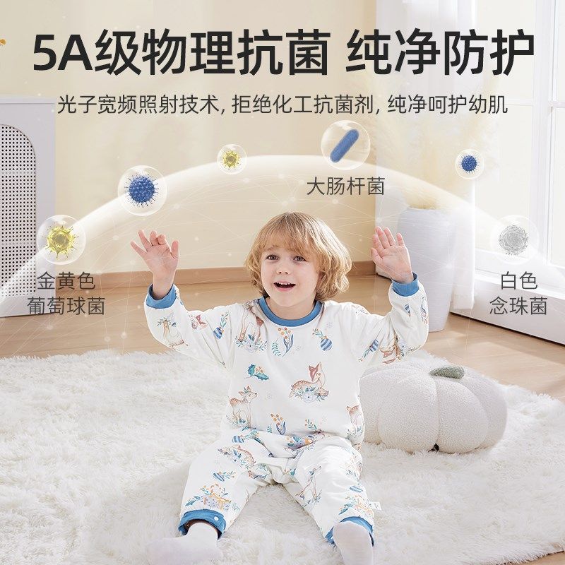 贝肽斯儿童家居服连体衣宝宝睡衣秋冬2024新款男女童恒温夹棉保暖