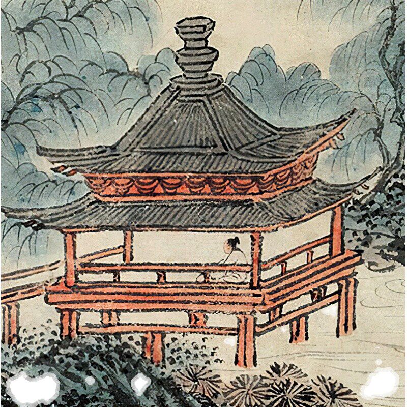 溥儒山水四条屏青绿山水仿古画国画山水名画微喷复制卷轴装饰挂画