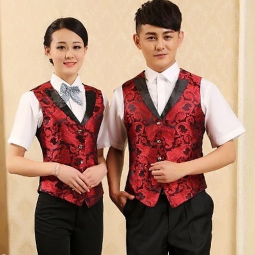 酒店工作服KTV.饭店餐厅酒吧服务员(男女马甲.衬衫.裤.领结套装)