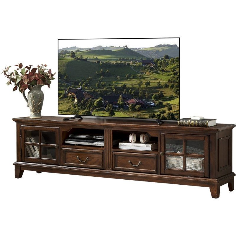 美式实木茶几电视柜组合客厅家用落地电视机柜旁收纳柜边柜新款