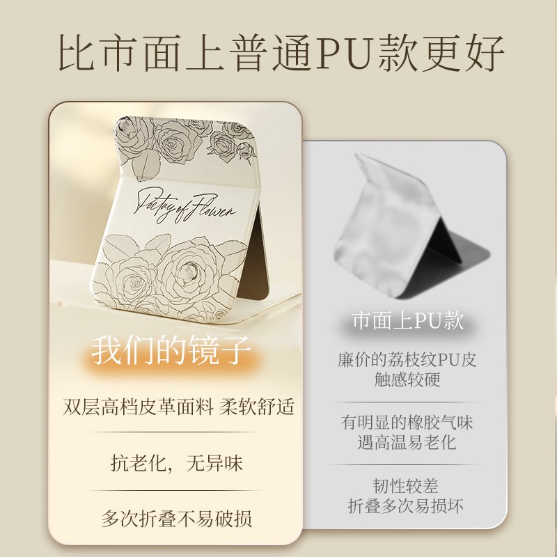 折叠镜子大号学生宿舍台式小桌面化妆镜可立梳妆镜便携办公室家用