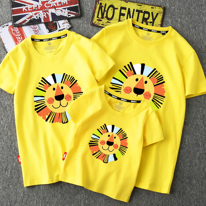 亲子装新款夏装短袖T恤2023新款潮全家福家庭装父子装母子母女装