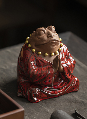 久造中式陶瓷金蟾仙人摆件禅意家居装饰办公室工艺礼品摆饰店铺开