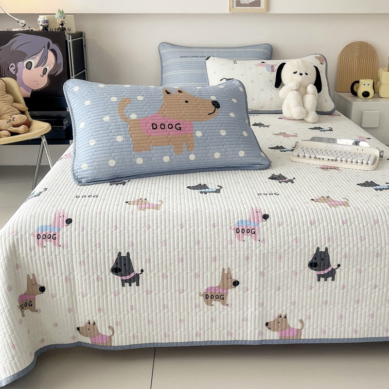 卡通大版双面纯棉床盖三件套夹棉绗缝全棉床单榻榻米垫子防滑定制