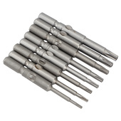 S2钢802电批带孔实心梅花批头 批嘴六星刀头60mm 6MM电动螺丝刀头