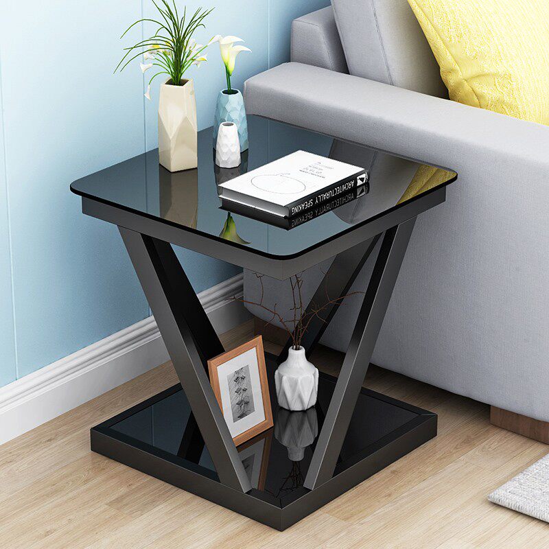 玻璃角几沙发边几方几迷你床头桌子小方桌边桌卧室简易茶几电话几
