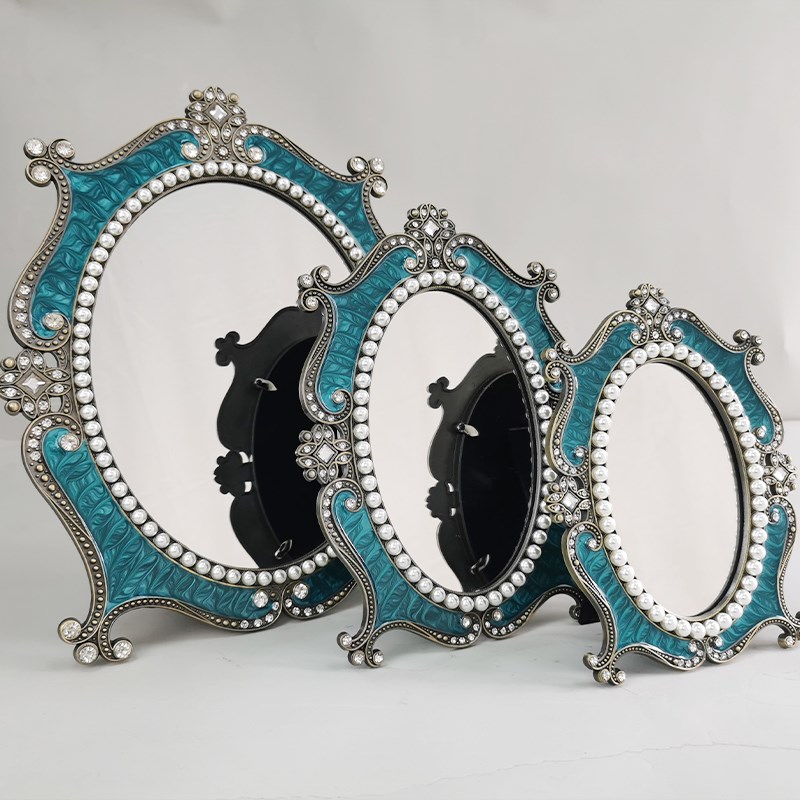 高级感欧式复古镜子梳妆台化妆镜台式桌面主卧室化妆台梳妆镜结婚