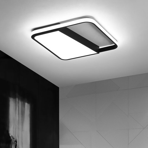 led吸顶灯客厅灯长方形大气黑白创意个性餐厅灯北欧简约卧室灯具