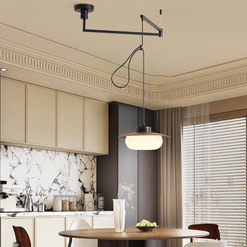 法式中古风餐厅吊灯摇臂饭厅餐桌灯复古感吧台灯书房床头led灯具