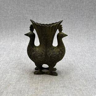 仿古铜器摆件孔雀花瓶居家客厅工艺品摆件办公室桌面工艺品装