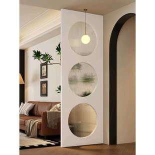 2024新款法式奶油中古风客厅入户洞洞门隔断卧室玄关洗手台屏风