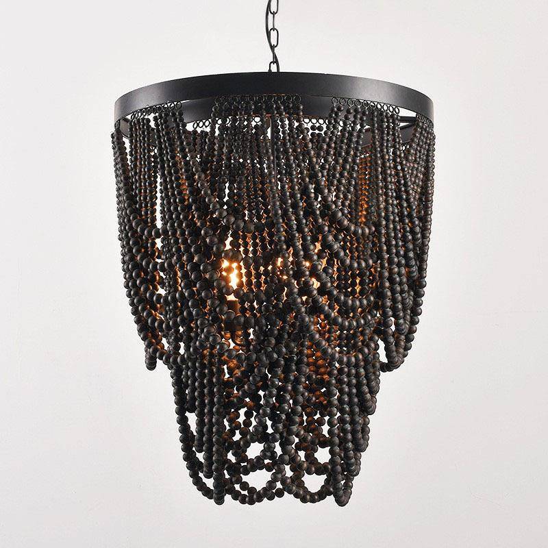 波西米亚简约吊灯复古个性木珠帘客厅餐厅公主卧室服装店摄影灯具