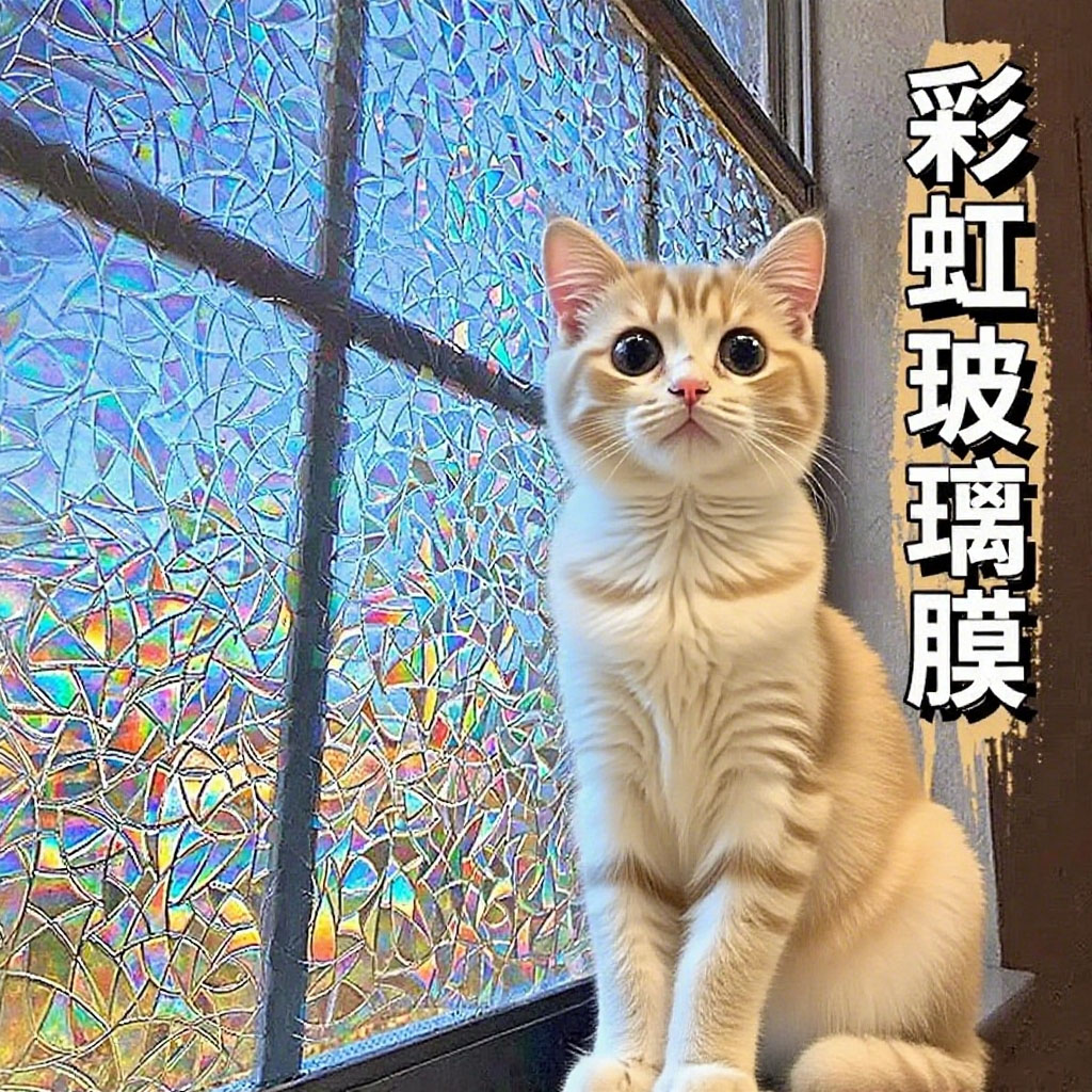 彩虹玻璃窗户磨砂贴纸高颜值阳台卫生间防窥视透光不透明隐私贴膜