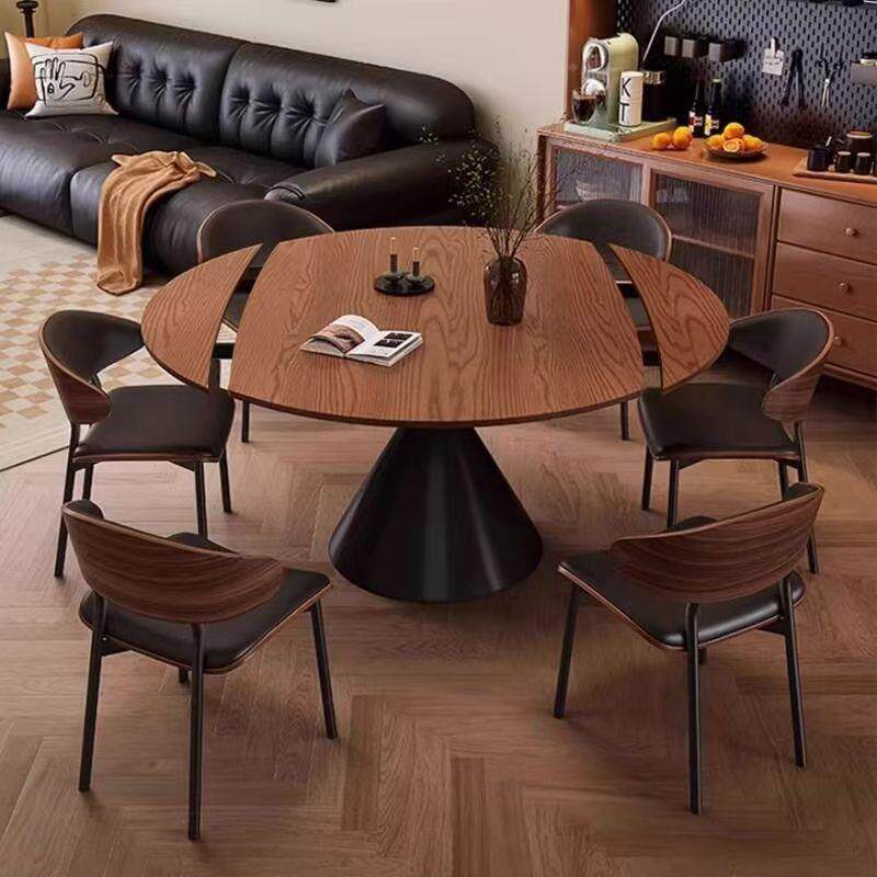 中古风家餐桌圆餐椅可伸缩旋方转变GJB-伸缩饭桌家用折叠桌椅子居