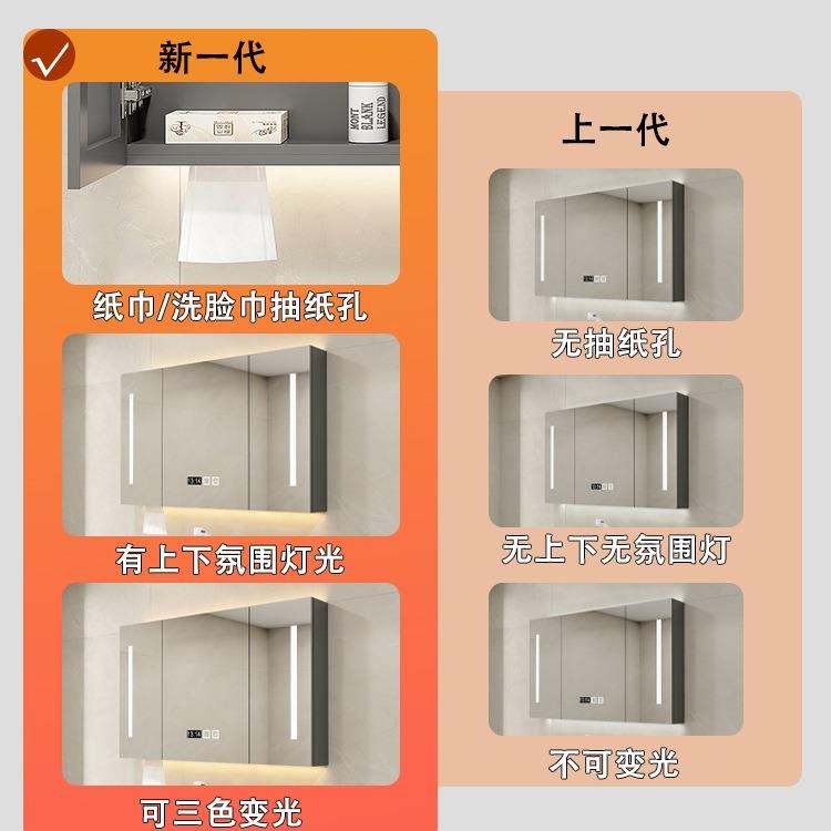 智993能浴室镜独挂墙式卫生间浴室镜洗手间镜子柜物置物架收纳单