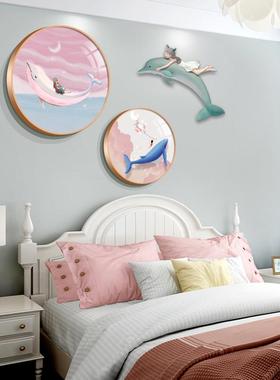 儿房装饰画女孩房间床lzw-2021挂童画女公头房间主房间装饰带童海