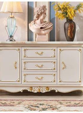 欧式大理餐客厅木沙发隔MEA石断靠背实柜餐厅玄关边酒柜储物柜