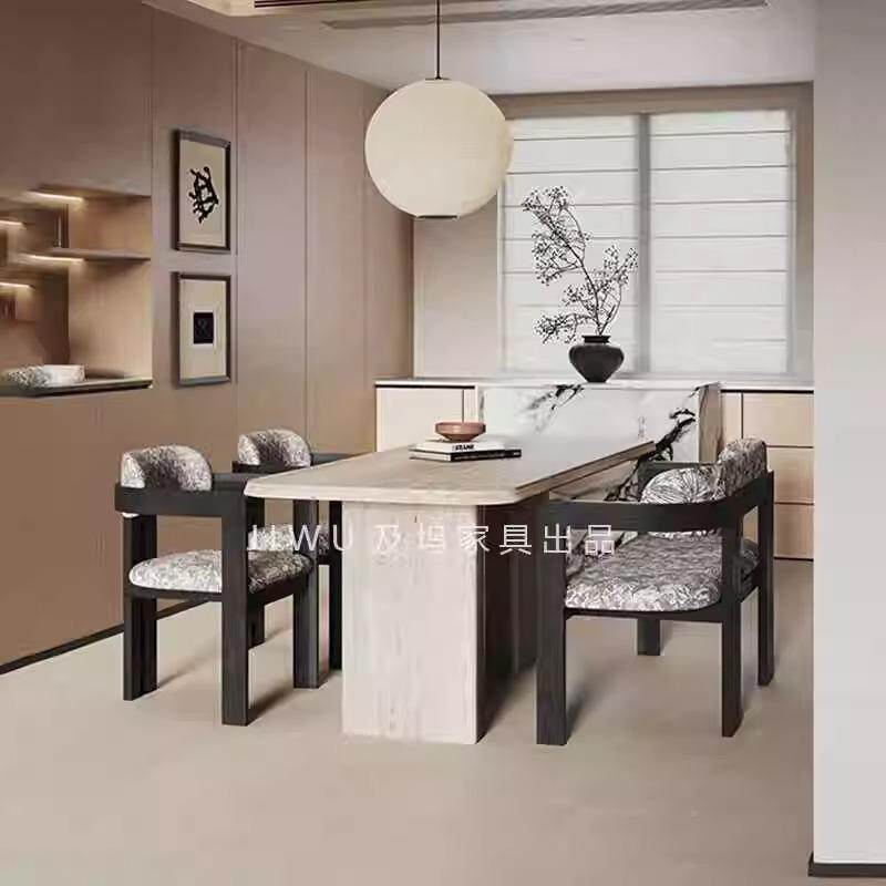 师设计款实木餐椅中古软长凳法式复古白蜡扶手包RUD椅子木家用书