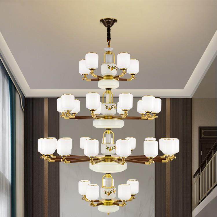 新复中式式楼吊全灯中三层跃46652层实木胡空桃大气铜别墅餐厅大,家装灯饰光源,智能吊灯,淘宝优惠券,粉丝福利购,淘宝优惠卷