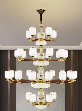 新复中式式楼吊全灯中三层跃46652层实木胡空桃大气铜别墅餐厅大