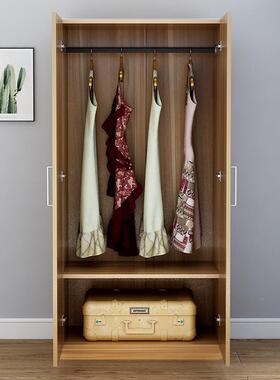衣柜用卧室出租房用实板柜式家简易组装木质柜子木XVZ衣收纳两门