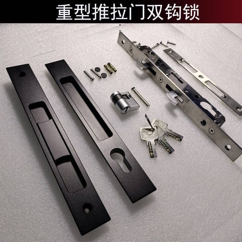 推拉门单面双面防盗门锁双钩锁体隐藏一字锁两年质保