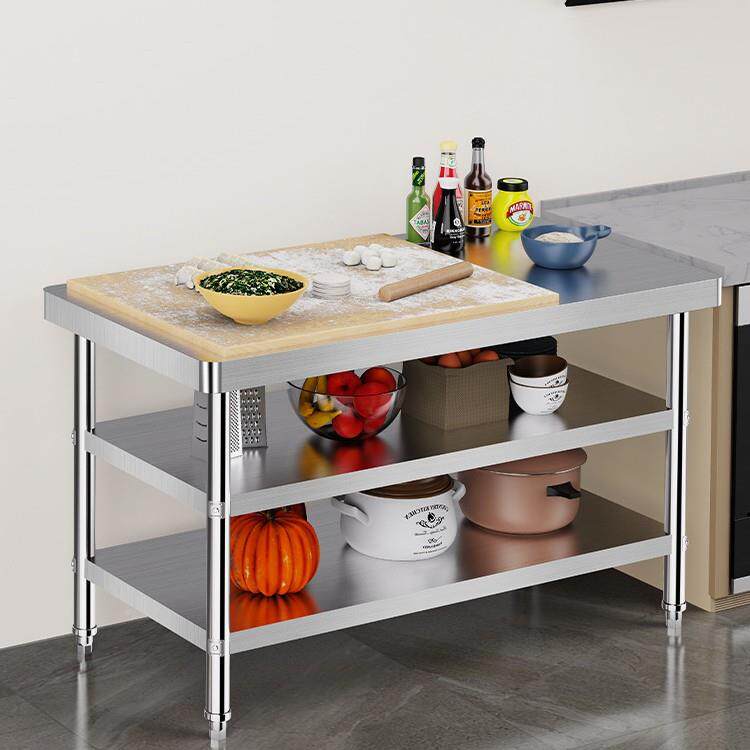 三层不锈钢工操作台厨房专PUS用作台用打台灶台荷架切商菜案板桌