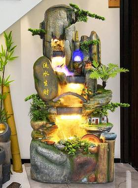 假山流水泉落地鱼池厅庭院喷玄关开业送礼客办室公969内景观加湿