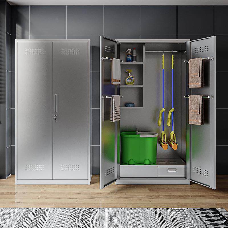 钢制清洁家柜不锈钢学校卫985生柜阳台储物柜拖把用收纳柜工保洁