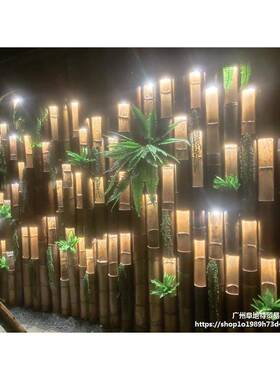 筒灯竹子QNE灯竹艺吊灯圆桶灯圆刻柱灯长筒灯竹管竹灯字圆打孔