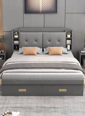 款气高箱储物床1.8米现代简主卧床新1.5小户型约收纳板CGG式双动