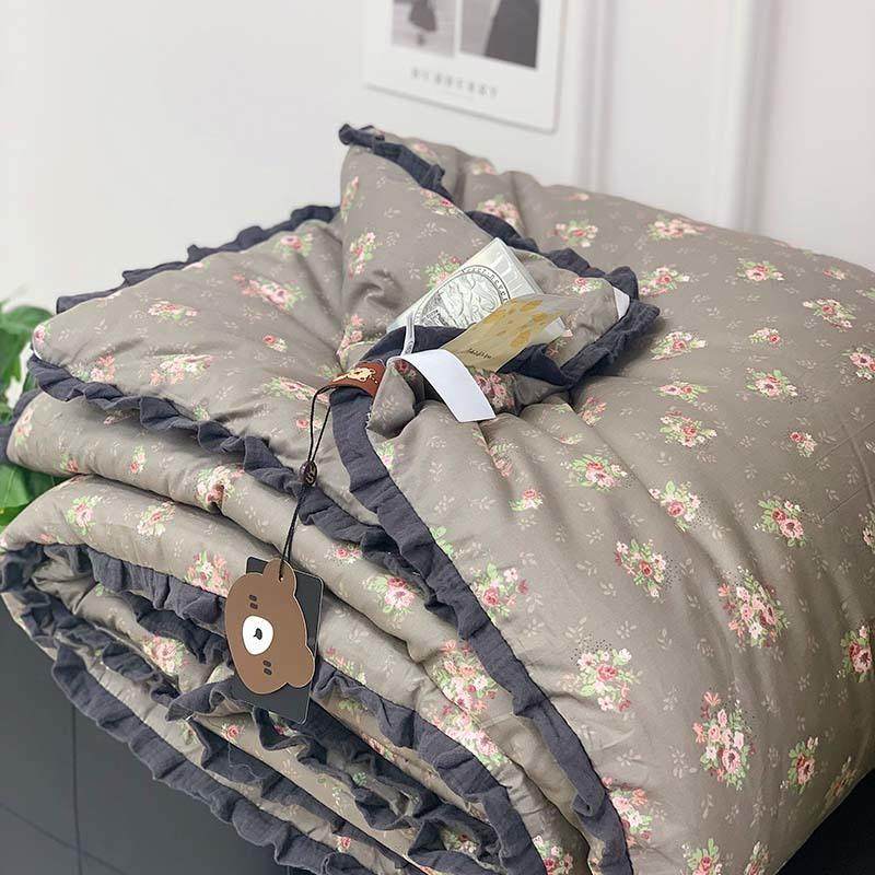 Q人Y系清新全棉春秋被被加厚韩被ZkTihTKB芯双人可机洗被子暖气冬