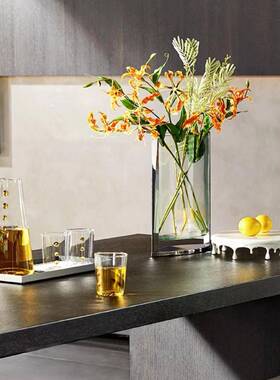 现装KJF代玻简约金属包边璃花器餐厅花瓶摆关件样板房客厅玄饰品