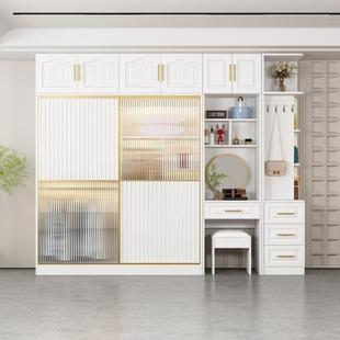 柜衣轻奢现代简约极简玻璃柜门移门妆衣柜梳台组合衣JYM组装 衣柜