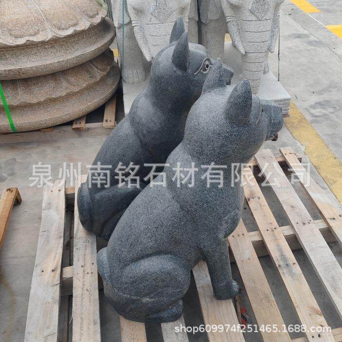 石雕狗石头狗看门护院肖小狗天然生原石芝gbg969麻黑刻招财雕狗风