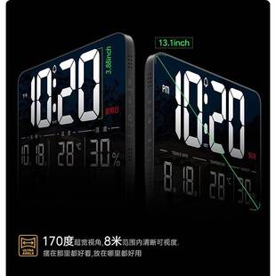 源头厂家LED13寸大屏幕数字挂钟温湿度时钟桌面台钟 卧室客厅钟表