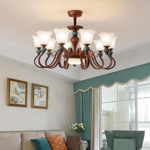 灯具吸吊两用472美式吊灯客复古红古山铜色乡村中风厅格复式楼欧