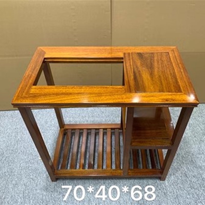 实木奥坎茶水柜花梨木茶水架茶台桌边柜茶桌水柜一体中式边柜一体