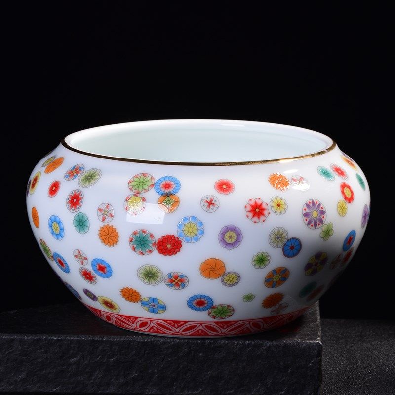 大号手绘茶洗茶杯碗陶瓷建青瓷水洗水盂青花瓷器茶道功夫茶具配件