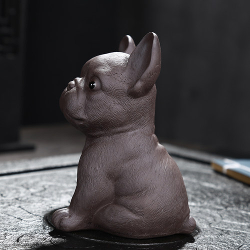 精品紫砂茶宠斗牛犬旺财茶具配件创意大小号摆件茶道茶盘手工茶玩