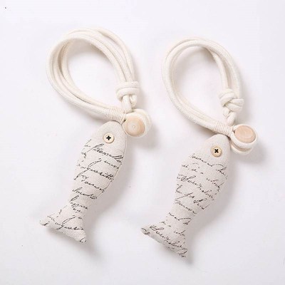 奶油风小鱼窗帘绑带可爱公仔儿童卡通磁吸白纱扎束带高级创意扣环