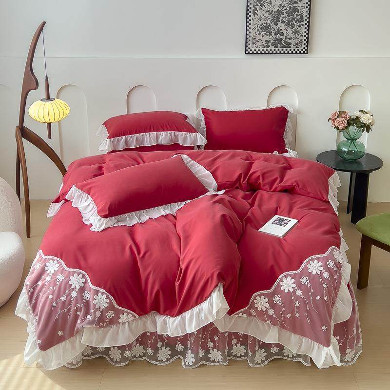 韩版新款锦棉蕾丝床裙四件套纯色花边被套床单四季通用床上用品,3C数码配件,其它配件,淘宝优惠券,粉丝福利购,淘宝优惠卷