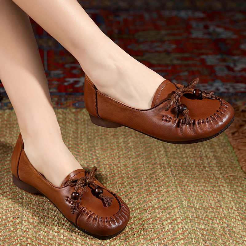 妈妈真皮牛筋底大码女鞋41一43单鞋2021新款舒适软皮夏季平底皮鞋,女鞋,浅口单鞋,淘宝优惠券,粉丝福利购,淘宝优惠卷